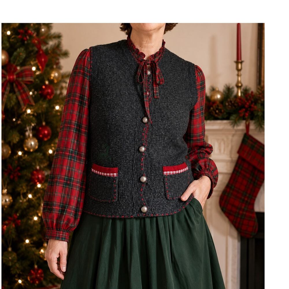 Hammerschmid Collectable Womens Wool Holiday Vest Size Small Xmas Looks